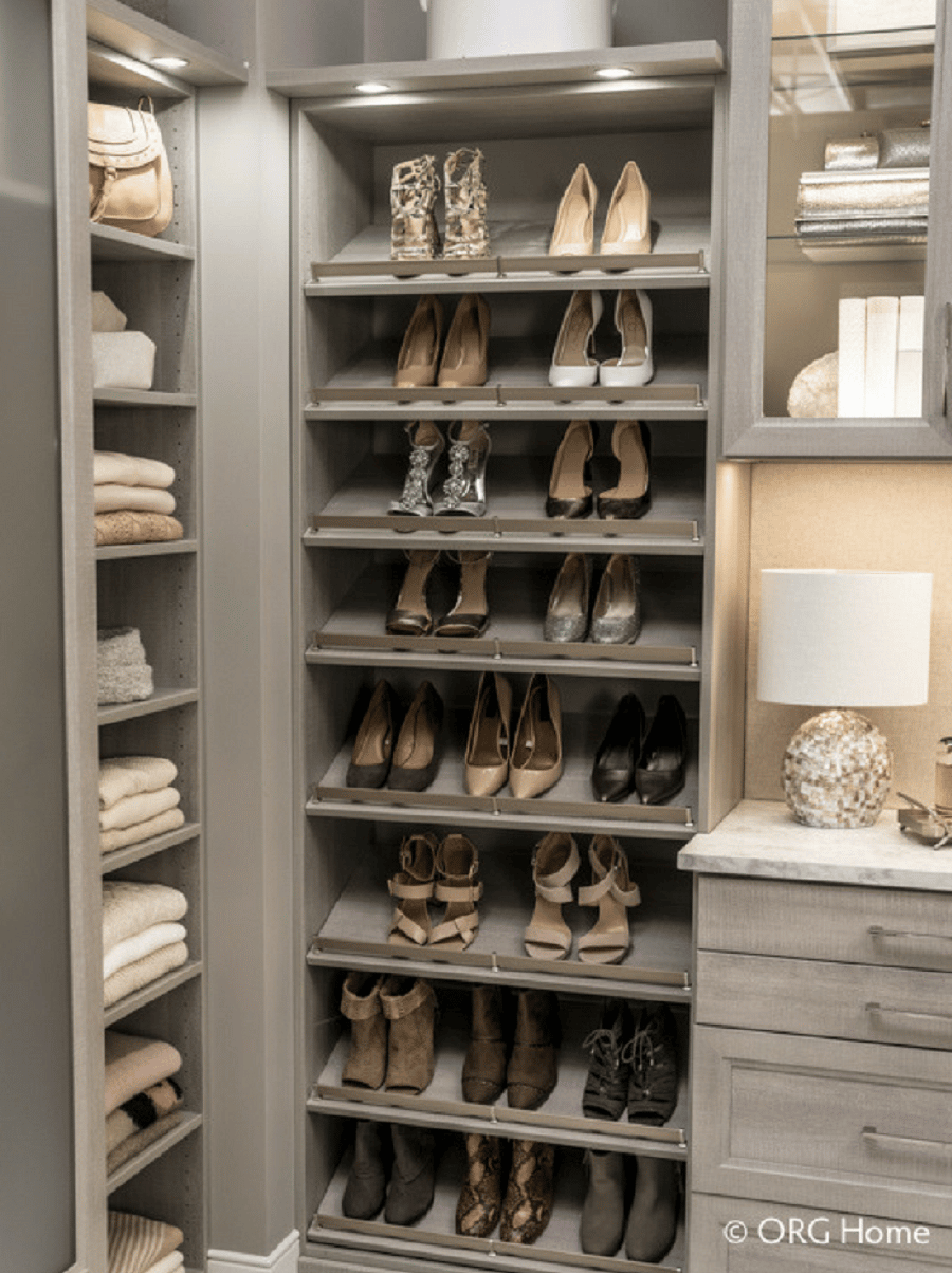 Factor 9 raised shoe shelves can waste money and space Innovate Home Org Columbus, Ohio #RaisedShoeShelf #RaisedShoeShelfCloset #ClosetLayout