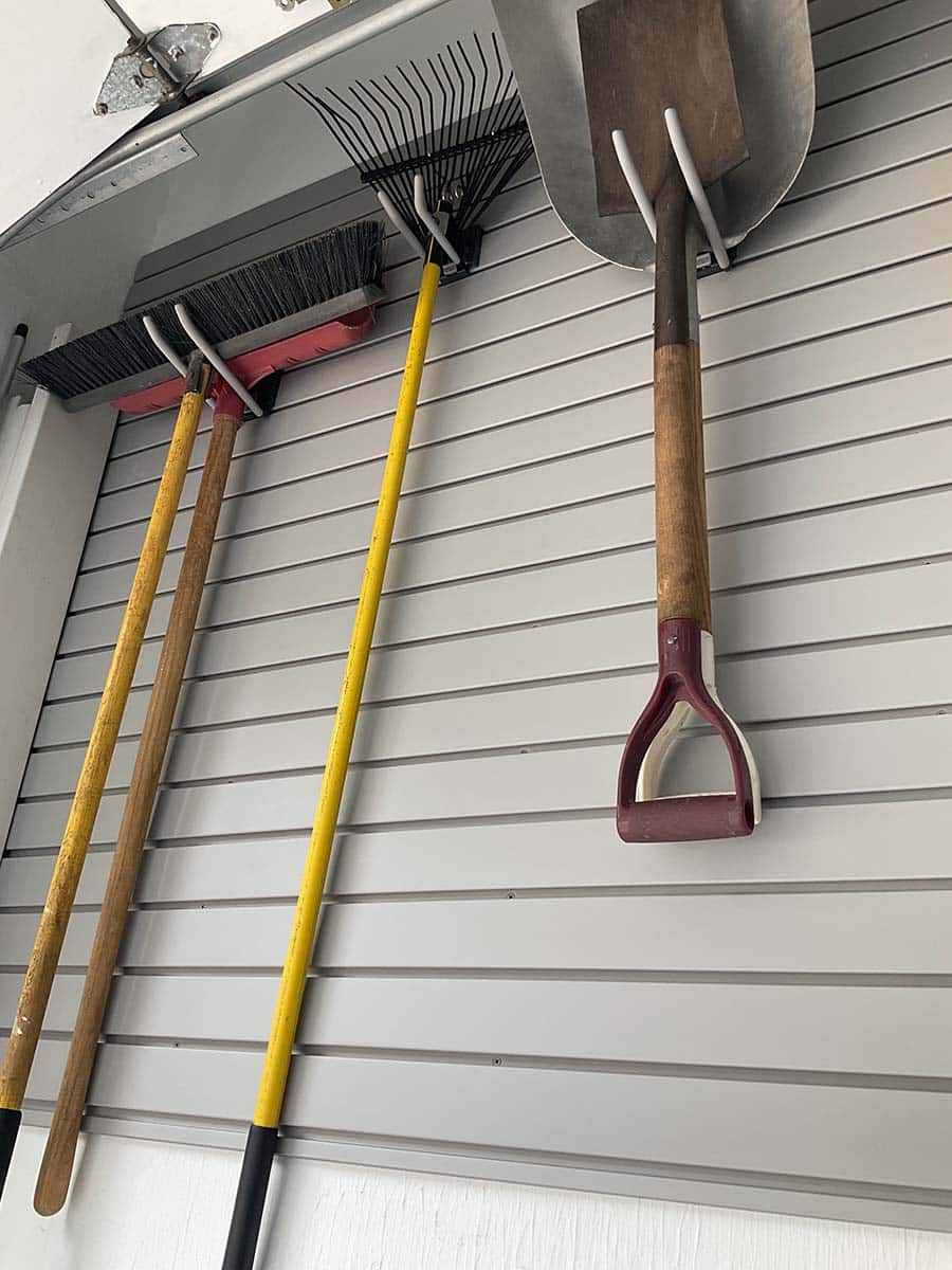 Mistake 7 number of tools on a hook in professional garage cabinet installation | Innovate Home Org | Closet Storage Solution | Custom Organization Ideas