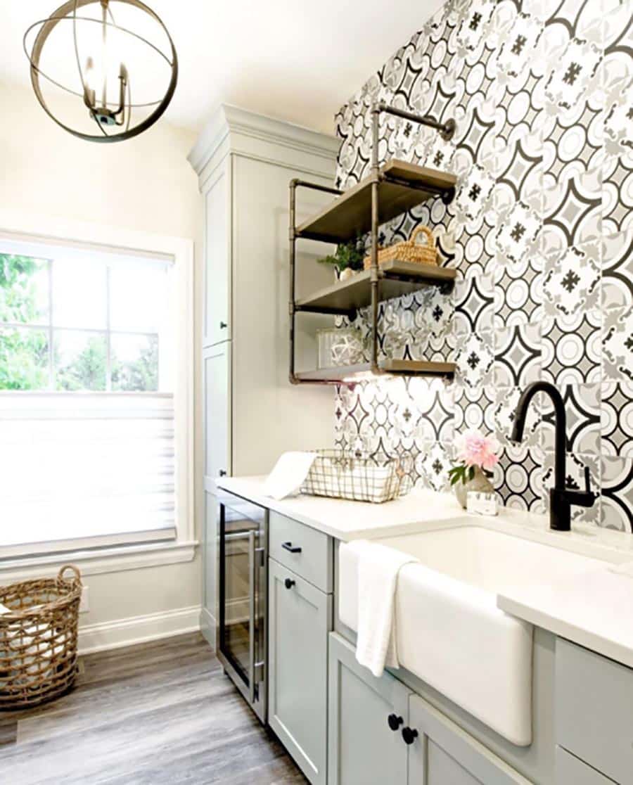 Don't 6 wine fridge in a laundry room credit Dave Fox Remodeling | innovate home org | columbus mudroom storage | home organization Storage solutions