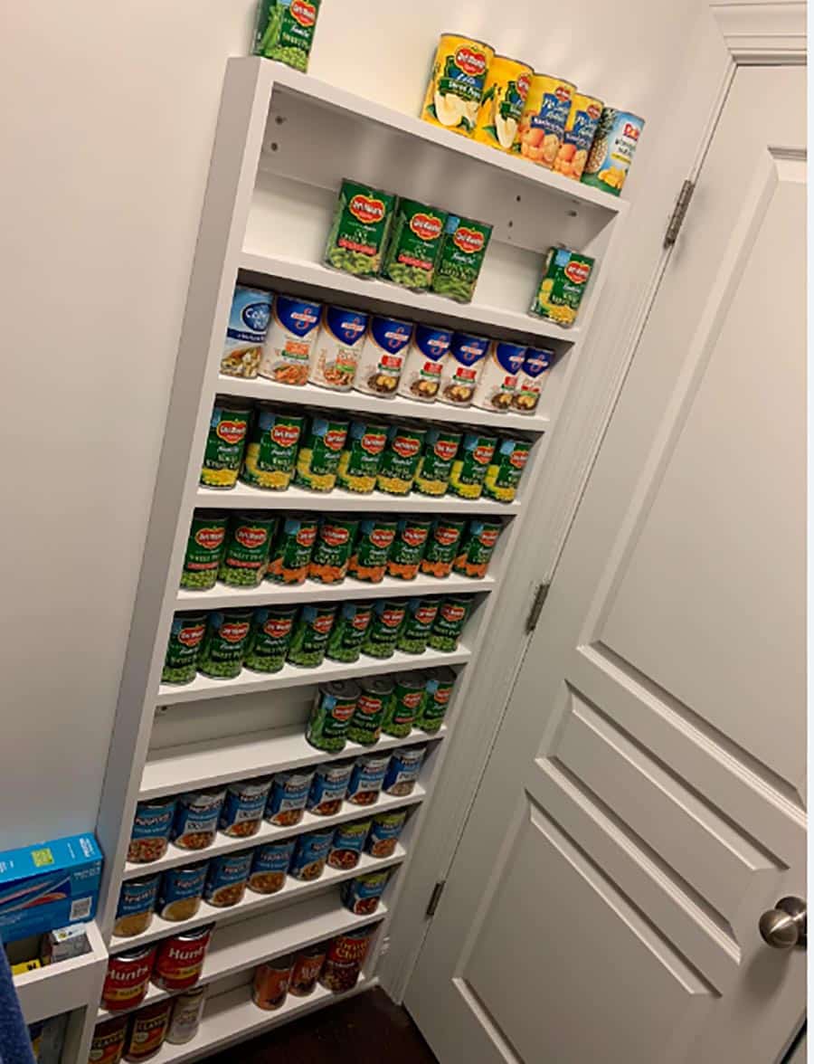 Shallow Pantry - 9 inches deep, but the doors have been utilized to nearly  double the storage space.