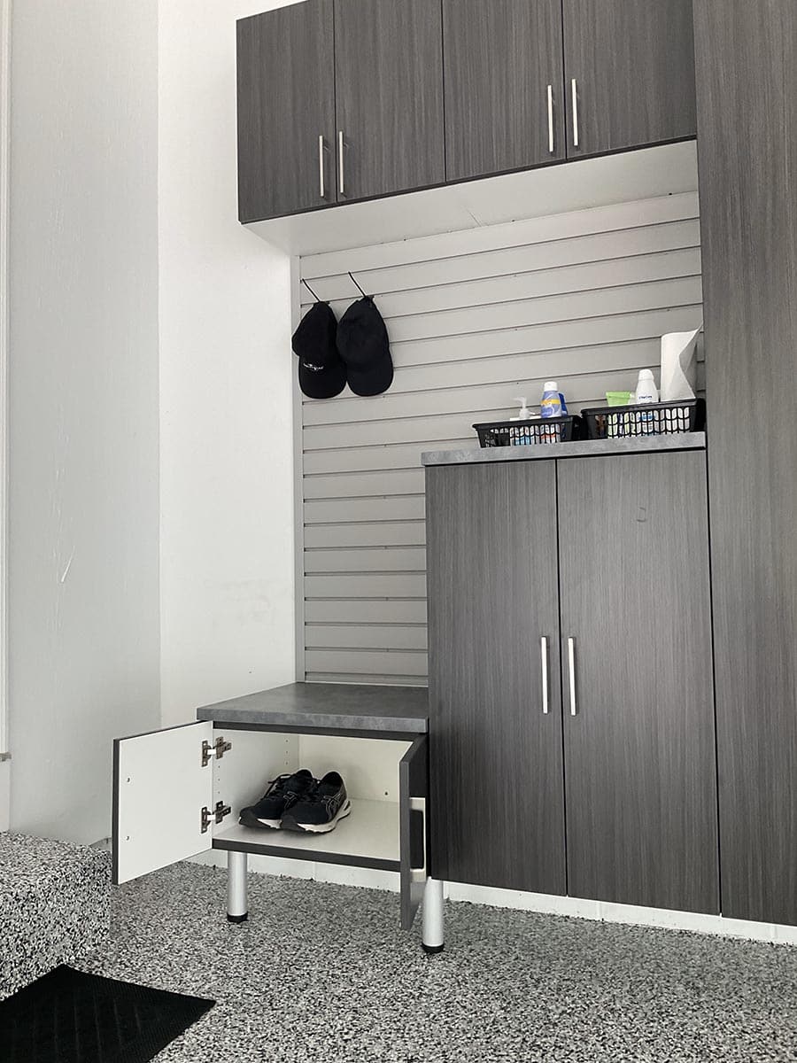 Question 1 mudroom bench with shoe storage in garage Columbus | Innovate Home Org | Storage Organization | Columbus Storage | Shoe Storage | Bench Seat for Garage