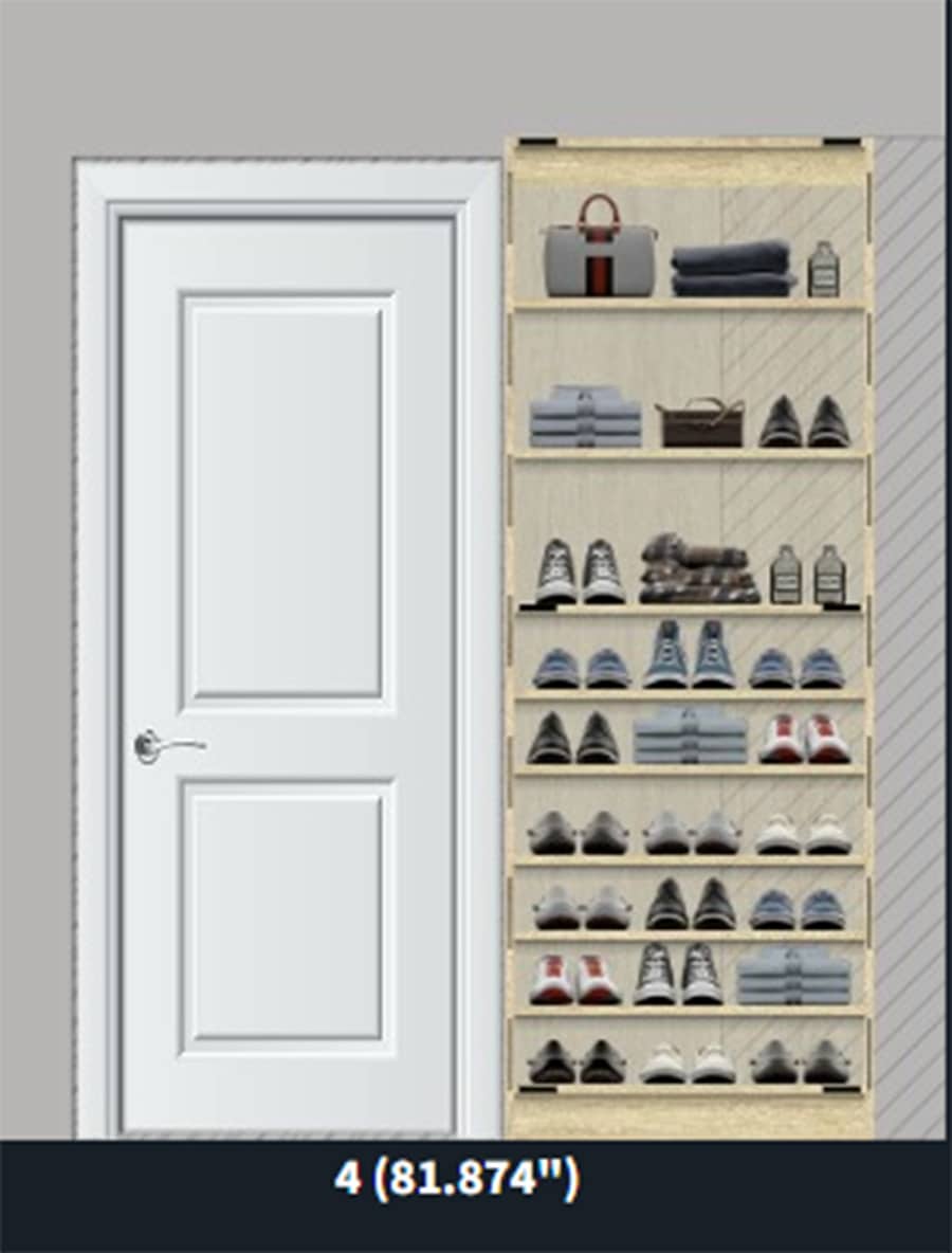 Reason 3 seeing how many shoes you can fit in a 3D closet design - Innovate Home Org, Columbus Ohio Custom Closets, Walk In Closet Storages, Custom Closet Designs, Closet Storage System 3D Design