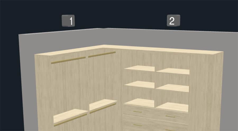 Reason 5 gaps at the top of the closet in a 3D closet design - Innovate Home Org, Closet Storage Systems, Custom Closet Designs, Walk In Closet Plans, Needs for Walk In Closet