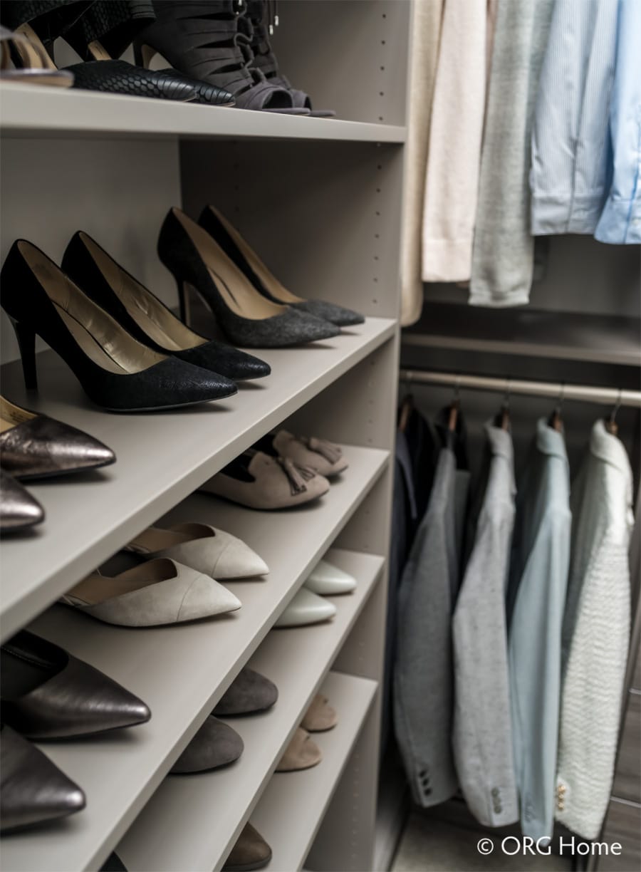 Idea 13 flat shoe shelves Dublin Ohio custom closet - Innovate Home Org, Dublin Ohio Closet Designs, Home Storage Needs, Custom Closet Design Ideas, Modern Luxury Home Closets