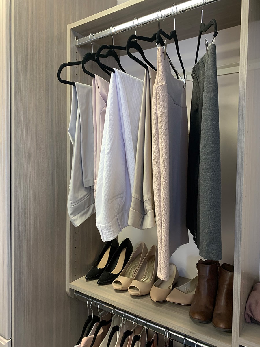 Section 1 tip 3 pants on top shirts on bottom tip - Innovate Home Org, Custom Closet Storage Designs, Home Closet Storage Needs, Storage Tips And Tricks, New Closet Storage Ideas