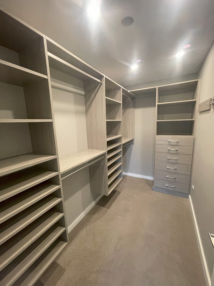Section 3 tip 5 shelving under double hang sections for more storage - Innovate Home Org, Closet Storage Designs, Finding Extra Storage Space, Shelves And Drawers, Custom Closet Concepts