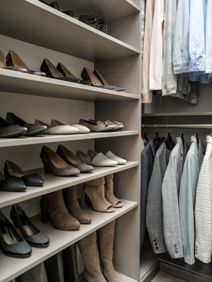 Overrated feature 1 flat horizontal shoe shelves - Innovate Home Org, Better Storage Options, Custom Home Closets, Closet Shelf Ideas, Walk In Closet Designs