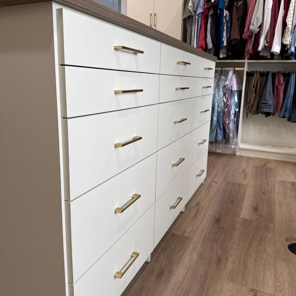 Custom Walk In Closet with Custom Drawers